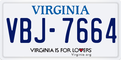 VA license plate VBJ7664