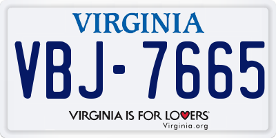 VA license plate VBJ7665