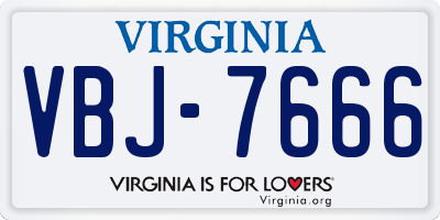 VA license plate VBJ7666