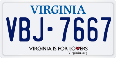 VA license plate VBJ7667