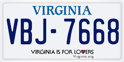 VA license plate VBJ7668