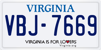 VA license plate VBJ7669