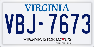 VA license plate VBJ7673
