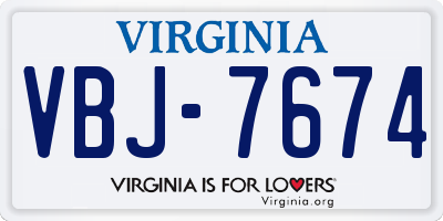 VA license plate VBJ7674