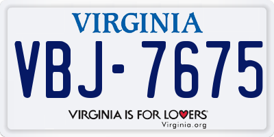 VA license plate VBJ7675