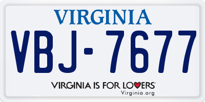 VA license plate VBJ7677