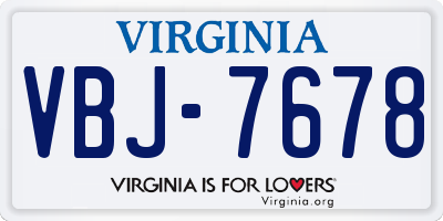 VA license plate VBJ7678