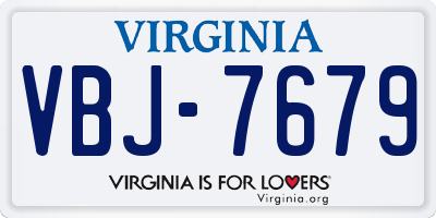 VA license plate VBJ7679