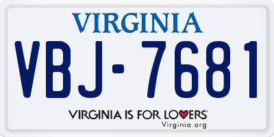 VA license plate VBJ7681
