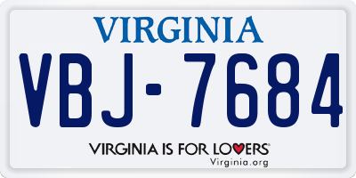 VA license plate VBJ7684