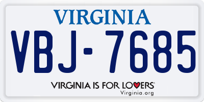 VA license plate VBJ7685