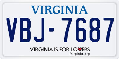 VA license plate VBJ7687