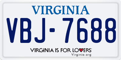 VA license plate VBJ7688