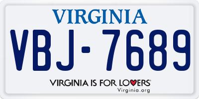 VA license plate VBJ7689