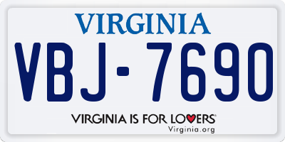 VA license plate VBJ7690