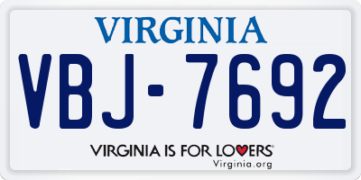 VA license plate VBJ7692