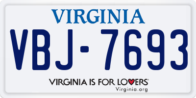 VA license plate VBJ7693