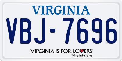 VA license plate VBJ7696