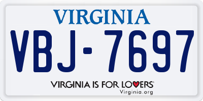 VA license plate VBJ7697