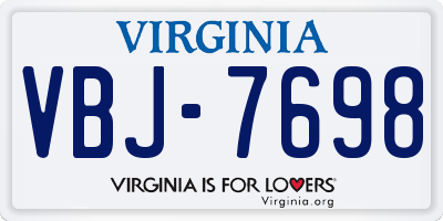 VA license plate VBJ7698