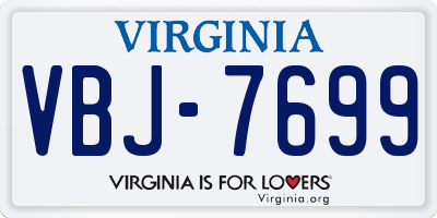 VA license plate VBJ7699