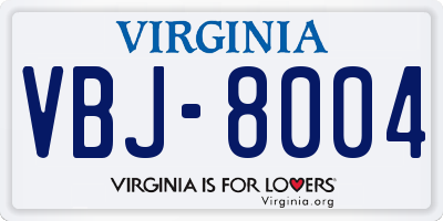 VA license plate VBJ8004