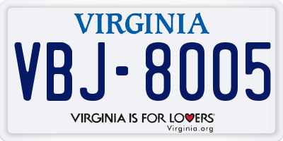 VA license plate VBJ8005