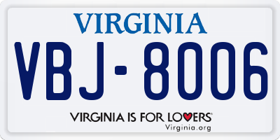VA license plate VBJ8006
