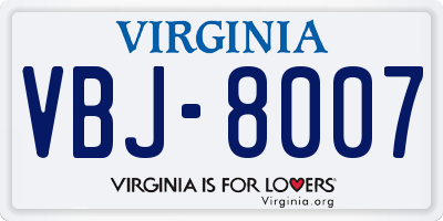 VA license plate VBJ8007