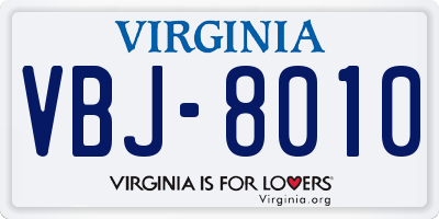 VA license plate VBJ8010