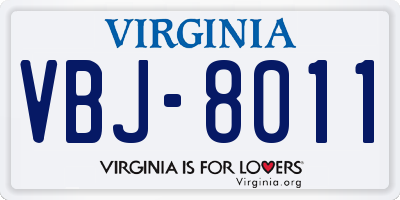VA license plate VBJ8011
