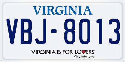 VA license plate VBJ8013
