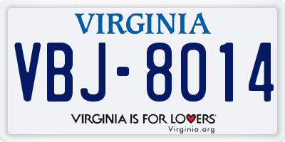VA license plate VBJ8014