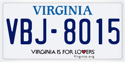 VA license plate VBJ8015