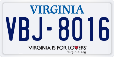 VA license plate VBJ8016