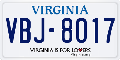 VA license plate VBJ8017