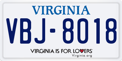 VA license plate VBJ8018