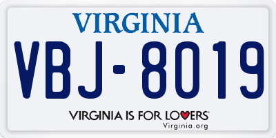 VA license plate VBJ8019