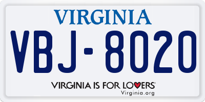 VA license plate VBJ8020