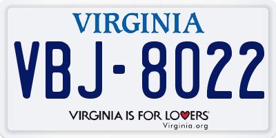 VA license plate VBJ8022