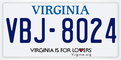 VA license plate VBJ8024