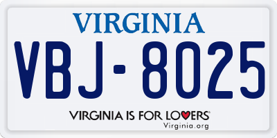 VA license plate VBJ8025