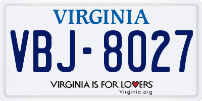 VA license plate VBJ8027