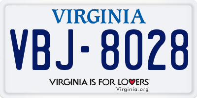 VA license plate VBJ8028