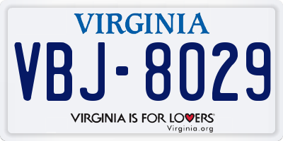 VA license plate VBJ8029