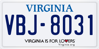 VA license plate VBJ8031