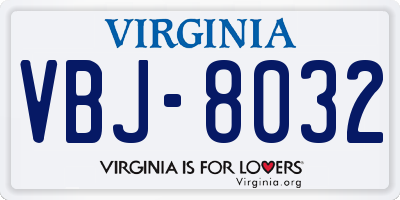 VA license plate VBJ8032