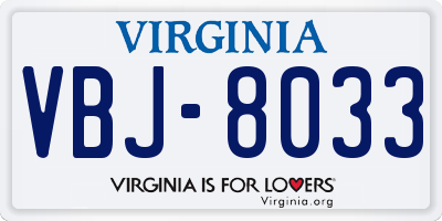 VA license plate VBJ8033