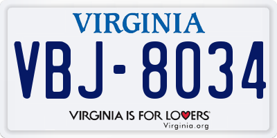 VA license plate VBJ8034