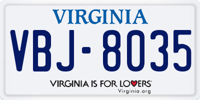 VA license plate VBJ8035